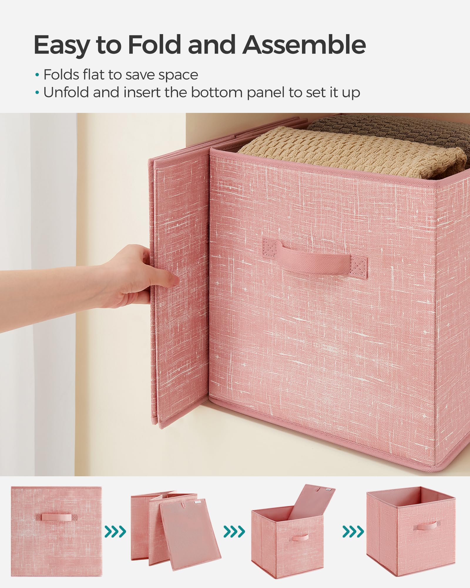 SONGMICS Storage Cubes, Set of 6, 13-Inch Foldable Closet Organizers