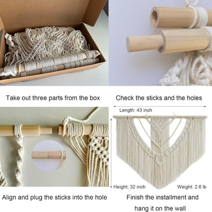 Achart Macrame Wall Hanging Large- Boho Wall Decor- large wall art- Wall Decor Living Room- Macrame Tapestry Boho Decor for Bedroom (Beige-O)