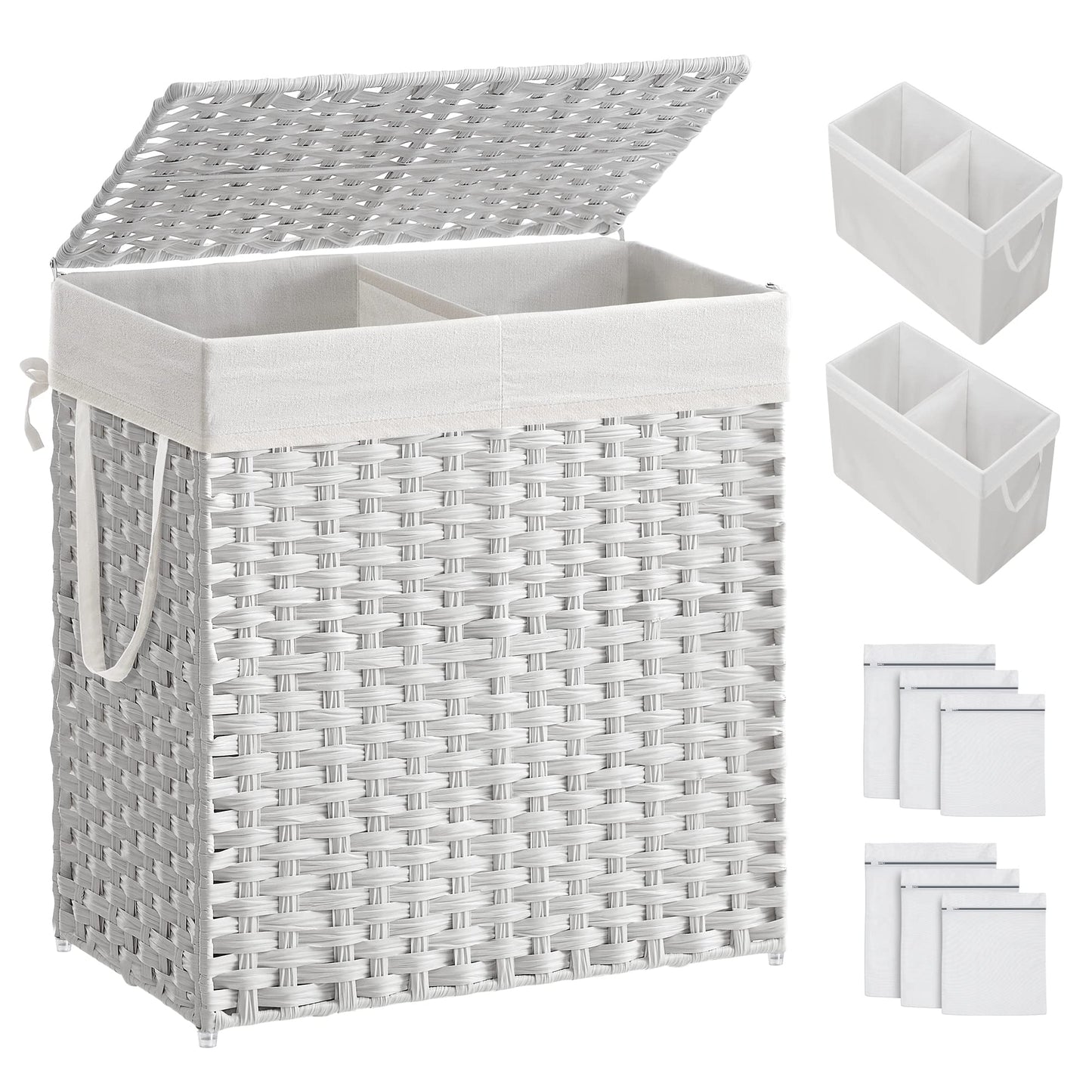 SONGMICS Laundry Hamper with Lid, 110L Wicker Laundry Basket