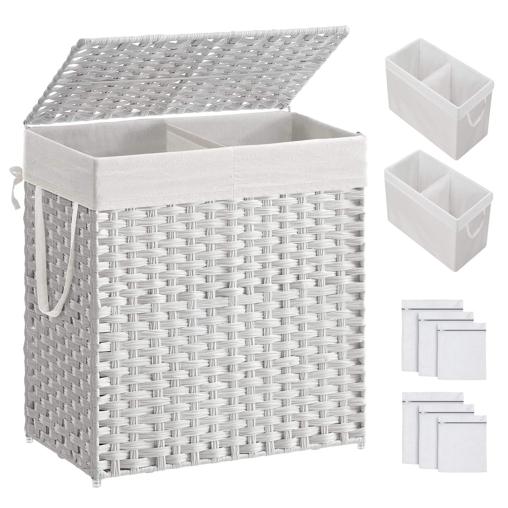SONGMICS Laundry Hamper with Lid, 110L Wicker Laundry Basket
