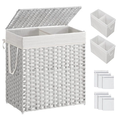SONGMICS Laundry Hamper with Lid, 110L Wicker Laundry Basket
