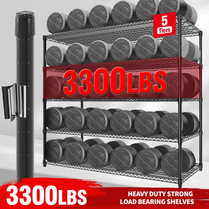 PeacefulHues 82.6" H Storage Shelves 3300LBS Heavy Duty Shelving Unit with Wheels & Feet, 5-Tiers