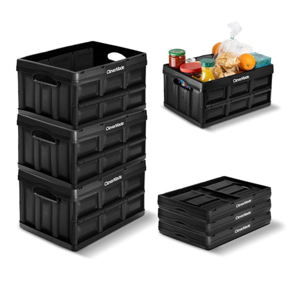 CleverMade Collapsible Storage Bins, 32L, 3 Pack Foldable Storage, Obsidian