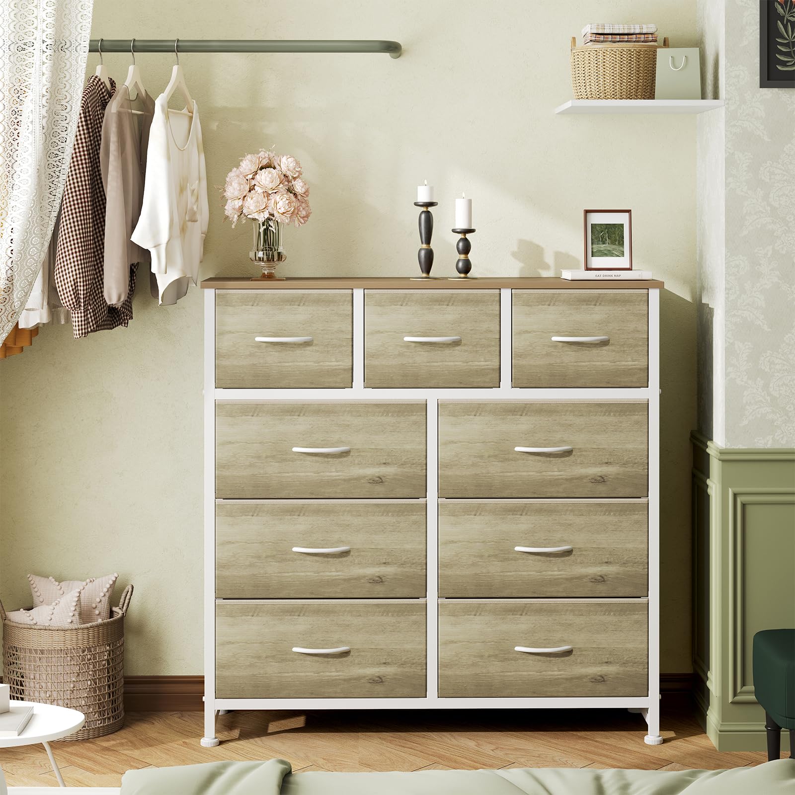 OLIXIS 9 Drawer Tall Dresser for Bedroom, Closet Organizers and Storage