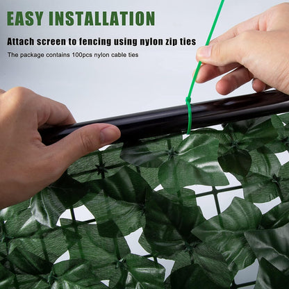Faux Ivy Fence Privacy Screen Outdoor Expandable Artificial Greenery Roll Fake Hedge Wall Patio Green Plastic Leaf Plant Vine Grass Panels Gate Covering for Garden Yard Balcony (118 X 39.4 in)