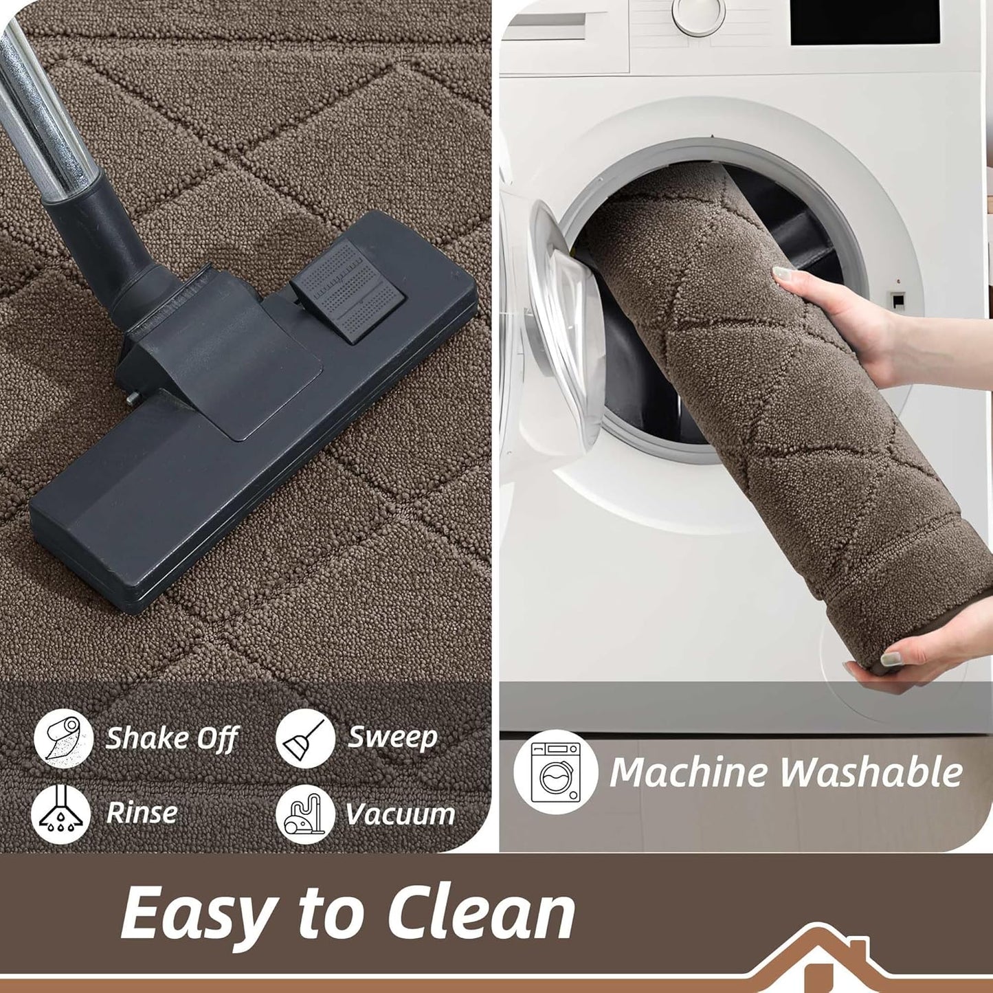 BEQHAUSE Dirt Trapper Door Mat 36" x 60", Doormat Non-Slip Entryway Rugs Washable, Dog Door Mat Stain Resistant and Absorbent Welcome Floor Mat for Front Back Door, Muddy Wet Shoes & Paws, Light Brown