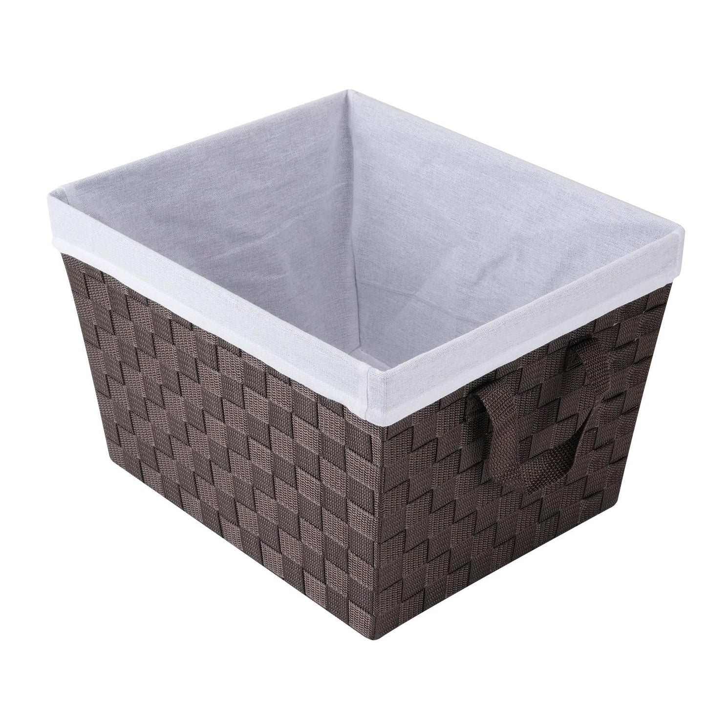 Whitmor Woven Strap Storage Tote Basket with Liner - Espresso