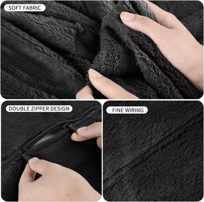 Bean Bag Chair for Adults 6FT,Soft Removable Cover for Teens/Girls Bedroom,Fluffy Giant Round Floor Beanbag Lounger Chairs (No Filler,Black)