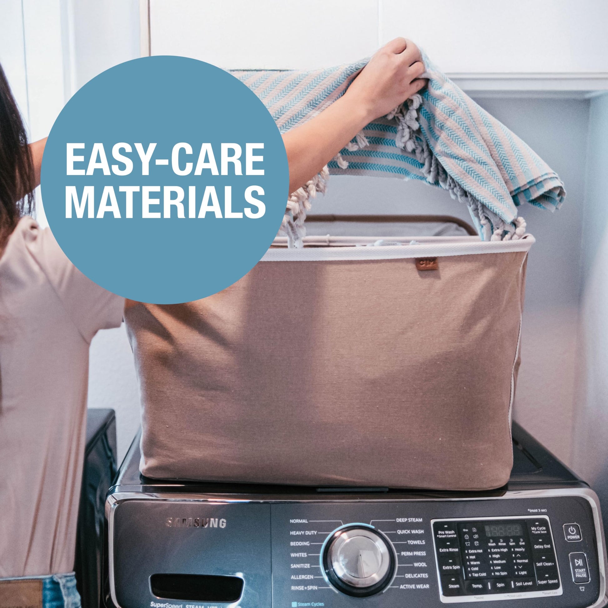 CleverMade Collapsible Laundry Basket LUXE, 60L Pop-Up Hamper 2 Pack, Mocha