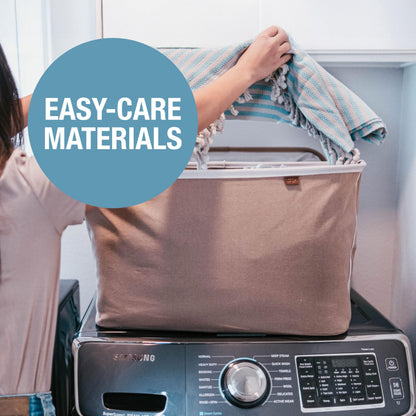 CleverMade Collapsible Laundry Basket LUXE, 60L Pop-Up Hamper 2 Pack, Mocha
