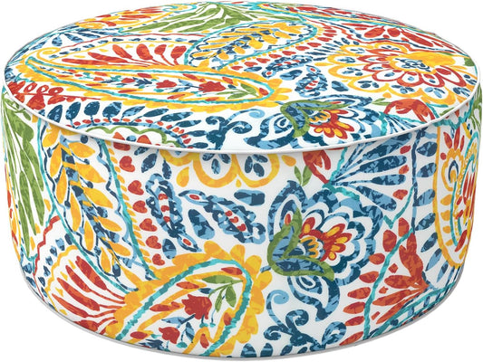 LVTXIII Indoor/Outdoor Inflatable Ottoman, All Weather Round Footrest Stool D21”x H9”, Portable for