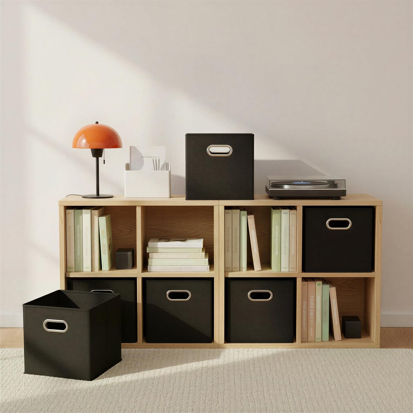 Household Essentials Foldable Fabric Storage Bins 6 Piece Set, Strong Poly-Woven Fabric, Sturdy