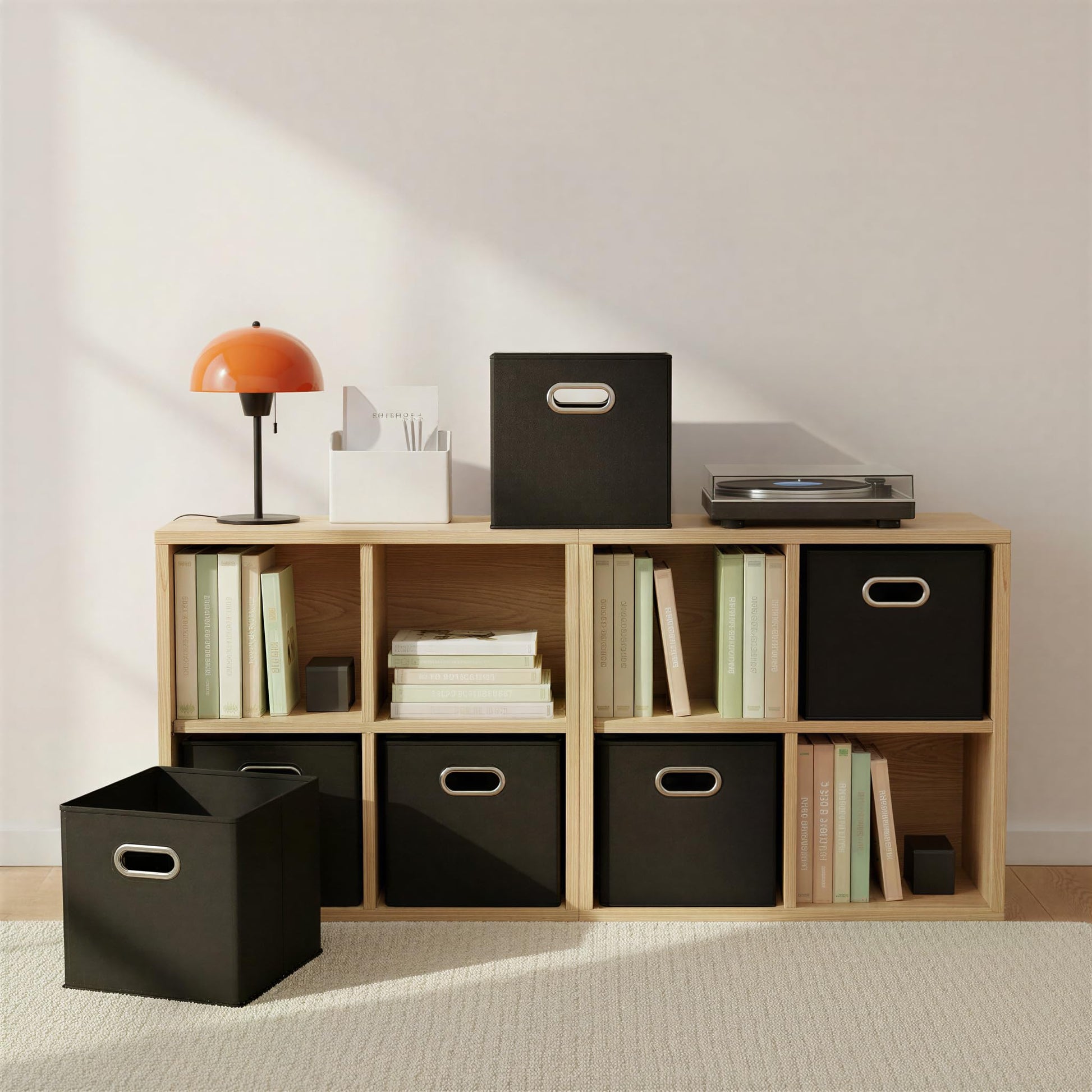 Household Essentials Foldable Fabric Storage Bins 6 Piece Set, Strong Poly-Woven Fabric, Sturdy