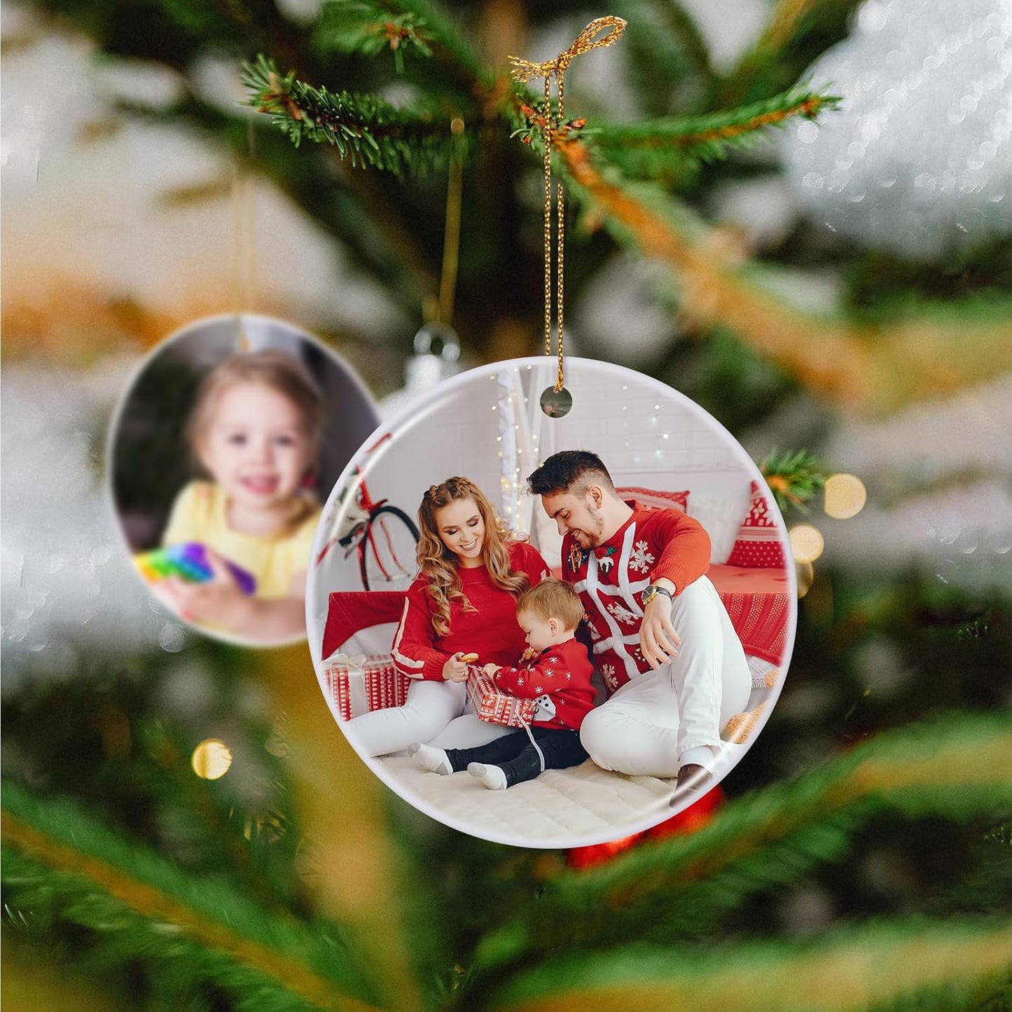 Personalized Christmas Ornaments 2025, Custom Photo Text Ornament Keepsake Gift for Christmas Tree Decorations, Baby Shower, Engagement, Wedding, Birthday