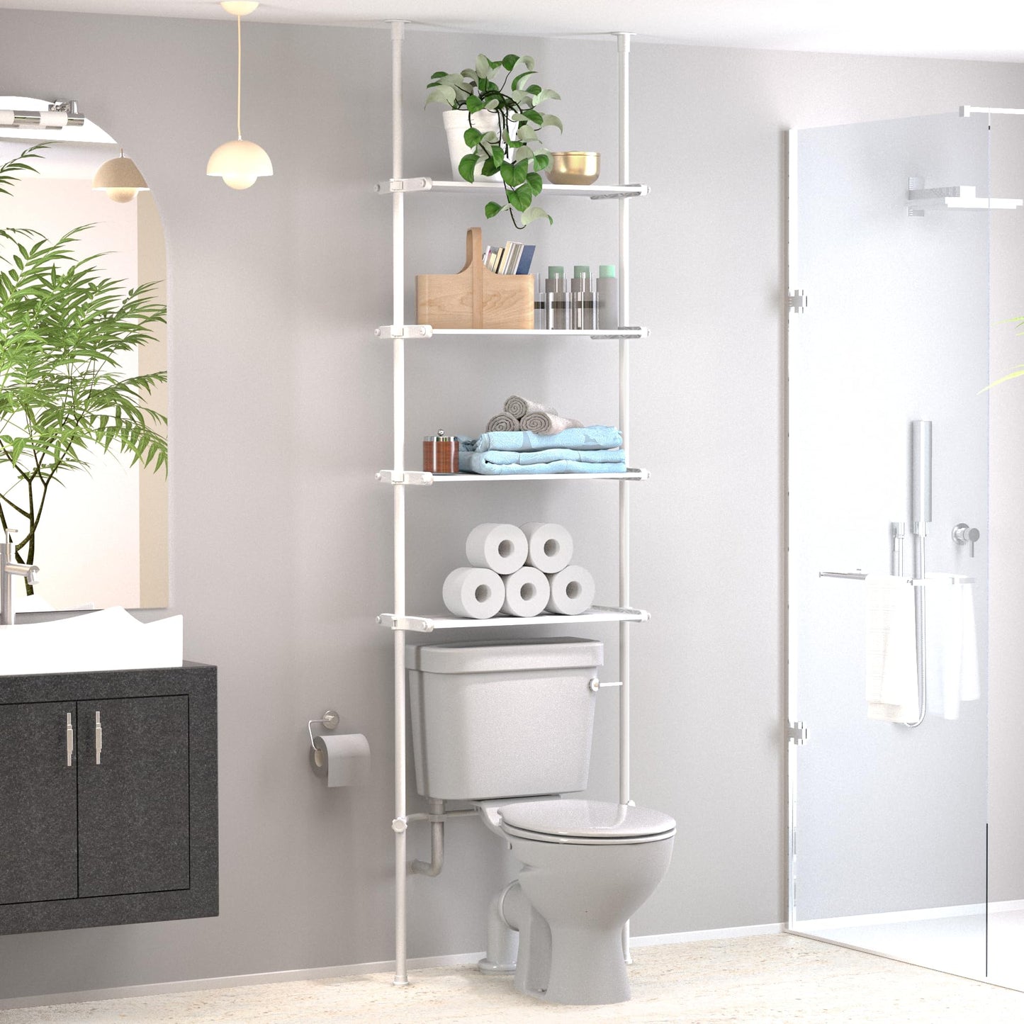 Home Zone Living Over-the-Toilet Organizer Bathroom Storage Organizer