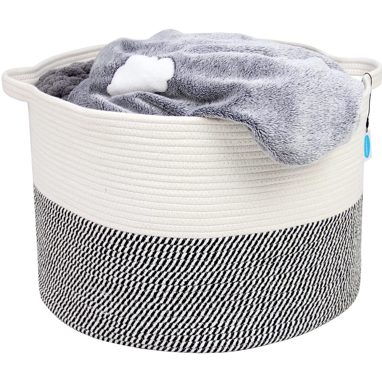 Casaphoria XXXLarge Cotton Rope Basket for Living Room - Woven Storage Basket with Handle for