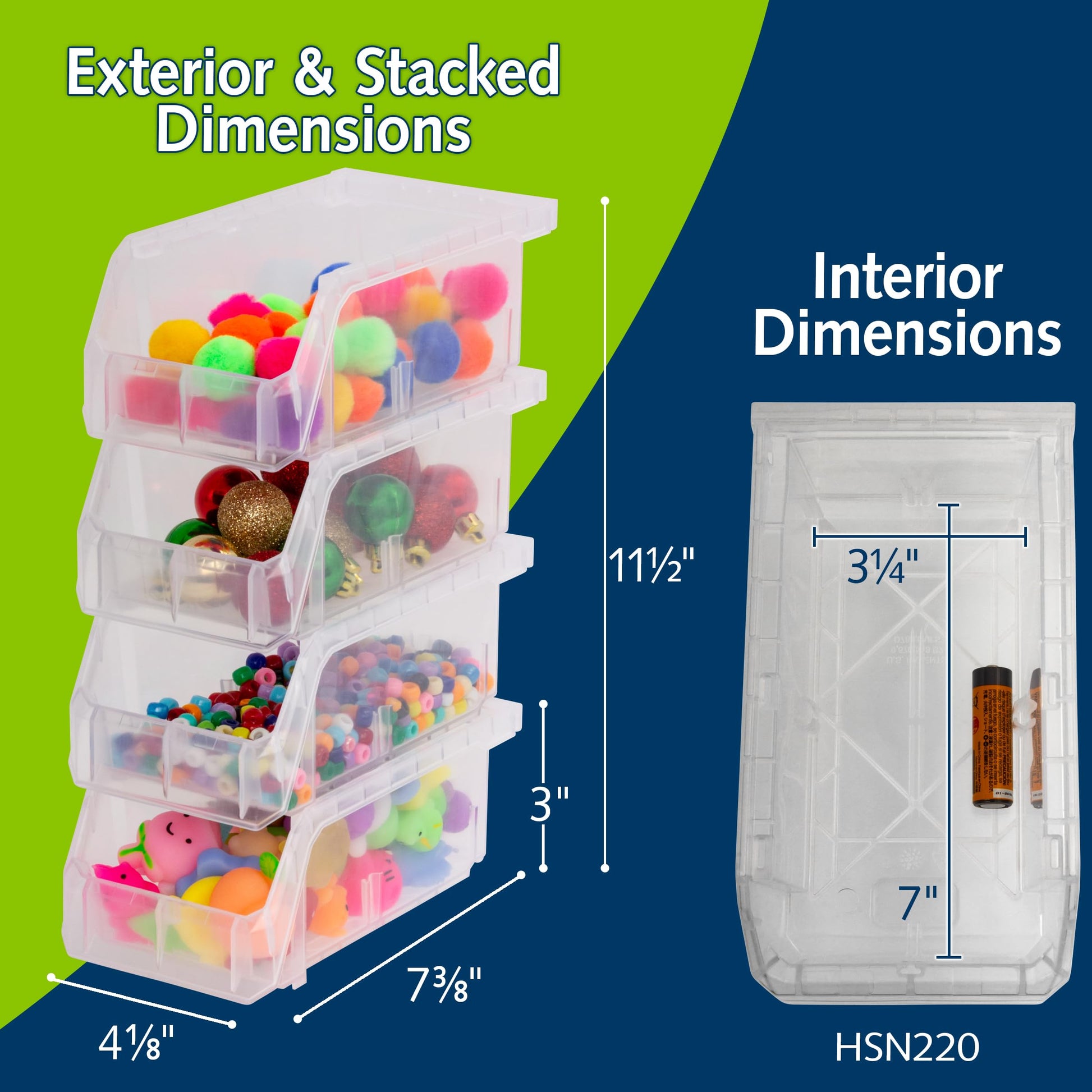 ReadySpace Small Stackable Plastic Storage Bins, 12-Pack, Clear
