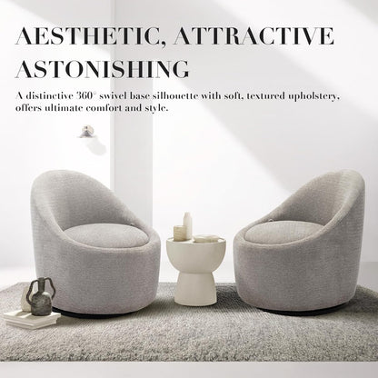 COLAMY Swivel Accent Chair Set of 2, 360° Swivel Round Chair with Hidden Storage, Modern Small Barrel Armchair for Living Room/Bedroom, LightGrey