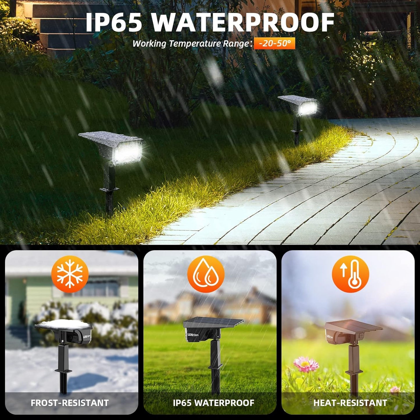 Solar Lights Outdoor Waterproof Landscape Lights, 40 LEDs Solar Spot Light Outdoor Spotlights with 3 Light Modes, USB & Solar Powered Garden Yard Wall Lights Auto On/Off for Patio 6 Pack