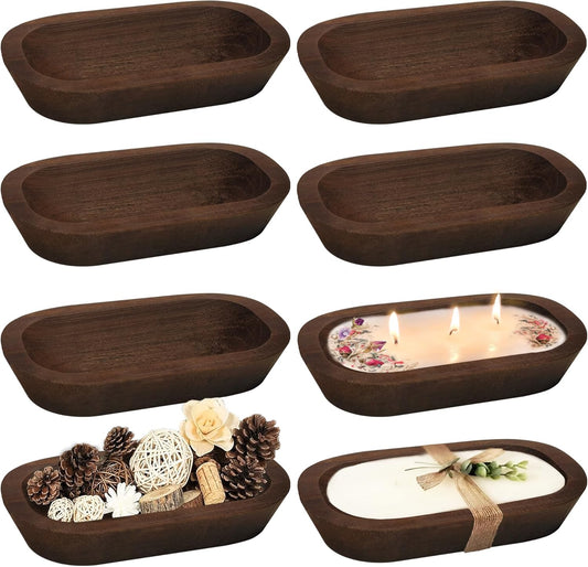 Royxen 8 Pack Wood Dough Bowl, Wooden Dough Bowls Paulownia, Rustic Bowl Vintage, Bowls for Candle (Brown, 9.7" x 6")