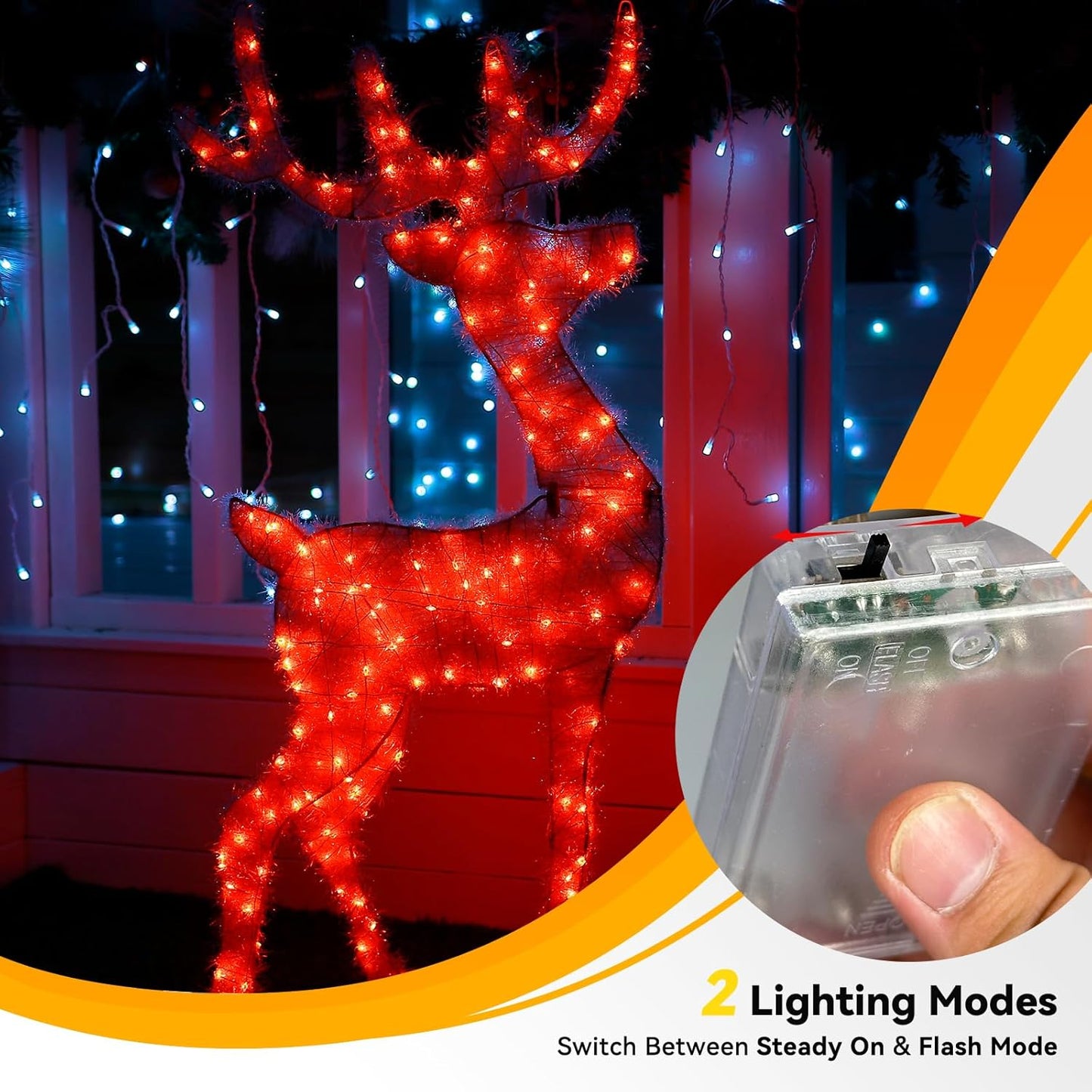 4 Pack 60LED Christmas Fairy Lights Battery Operated - 20FT Twinkle Lights with 2 Lighting Modes Indoor Outdoor, Waterproof Led Fairy String Lights for Bedroom, Wedding, Dorm, DIY Decor, Red