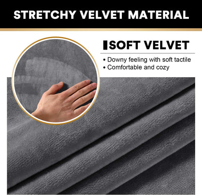 PrinceDeco Sectional Couch Covers Velvet Cushion Covers for Sectional Couch Washable Cushion Covers for Sectional Sofa Pet Friendly Sectional Sofa Slipcovers(1 Chaise Back+ 3 Sofa Back,Grey)