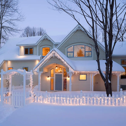 8.5 ft 150 Clear Icicle Lights - White Wire, Indoor/Outdoor Christmas Icicle Lights