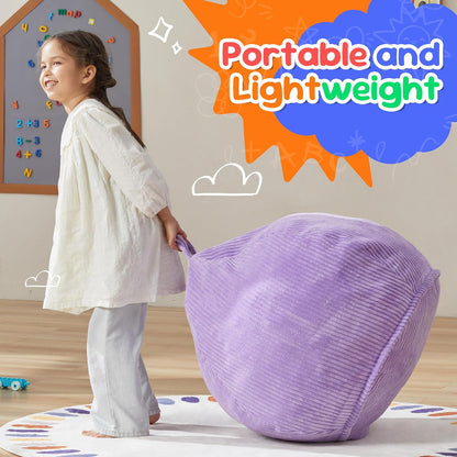 Hobestluk 2.5FT Bean Bag Chair Beanbags Small Bean Bag Chair with Filler Included Teardrop Bean Bag with Removable Cover for Bedroom Living Room (Small, Purple)