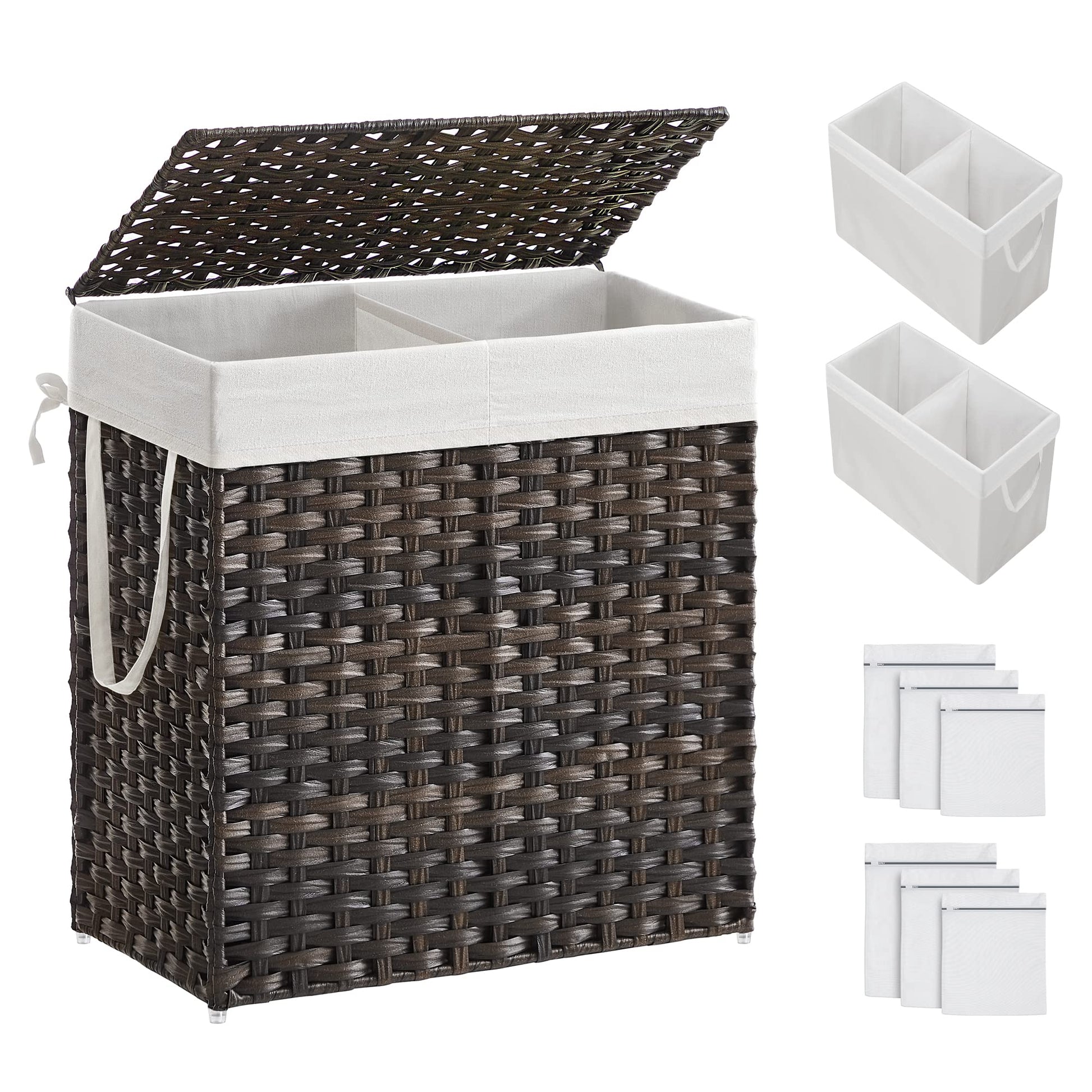 SONGMICS Laundry Hamper with Lid, 110L Wicker Laundry Basket