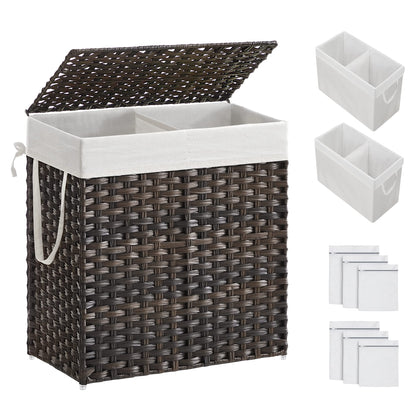 SONGMICS Laundry Hamper with Lid, 110L Wicker Laundry Basket