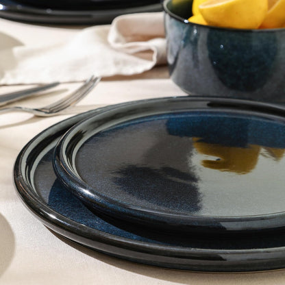Stone Lain Eden 4-Piece Dinner Plate Set Stoneware, Dark Blue