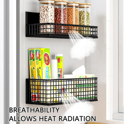 Magnetic Basket Fridge Organizer Wire Bins Pencil Holder Whiteboard Accessories Home Kitchen Organization (Black-Low)