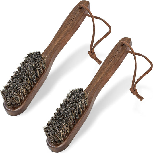 Takavu Horsehair Laundry Stain Brush Set (2 Pack) - Soft Bristle Spot Cleaner for Delicate Fabrics