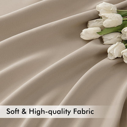 MIULEE Taupe Back Tab Blackout Curtains 63 Inch Length 2 Panels Set for Living Room Bedroom Privacy, Rod Pocket/Pinch Pleat Thermal Insulated Room Darkening Pleated Light Blocking Drapes