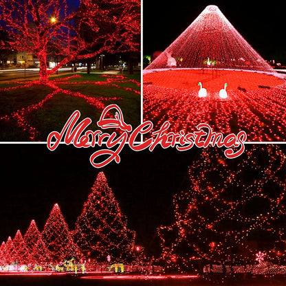 100LIGHTS RED Extra-Bright with End Connectors Christmas Decorative Lights 5.98m UL Certified Mini String Light Set Waterproof for Home Garden Holiday Christmas Tree Party Patio Decor Wedding