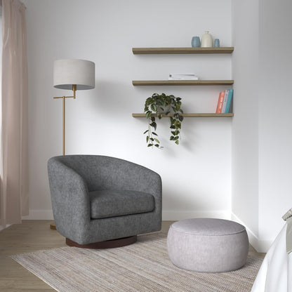 CHITA Swivel Accent Chair, FSC Certified Upholstered Fabric Barrel Chair for Living Room, Fully Assembled, Dark Grey