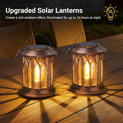 WdtPro Solar Lanterns Outdoor Hanging 4 Pack, Upgraded Bright Solar Lantern Lights Outdoor Waterproof, Solar Powered Lantern Over 12Hrs for Outside Garden Yard Patio Decor (Copper)