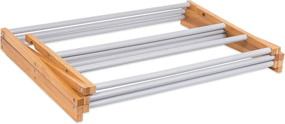 BirdRock Home Wooden Clothes Drying Rack | 3-Tier Foldable Bamboo Laundry Stand | Water-Resistant, Fully Assembled, Collapsible Indoor/Outdoor Dryer for Hanging Clothes | Grey