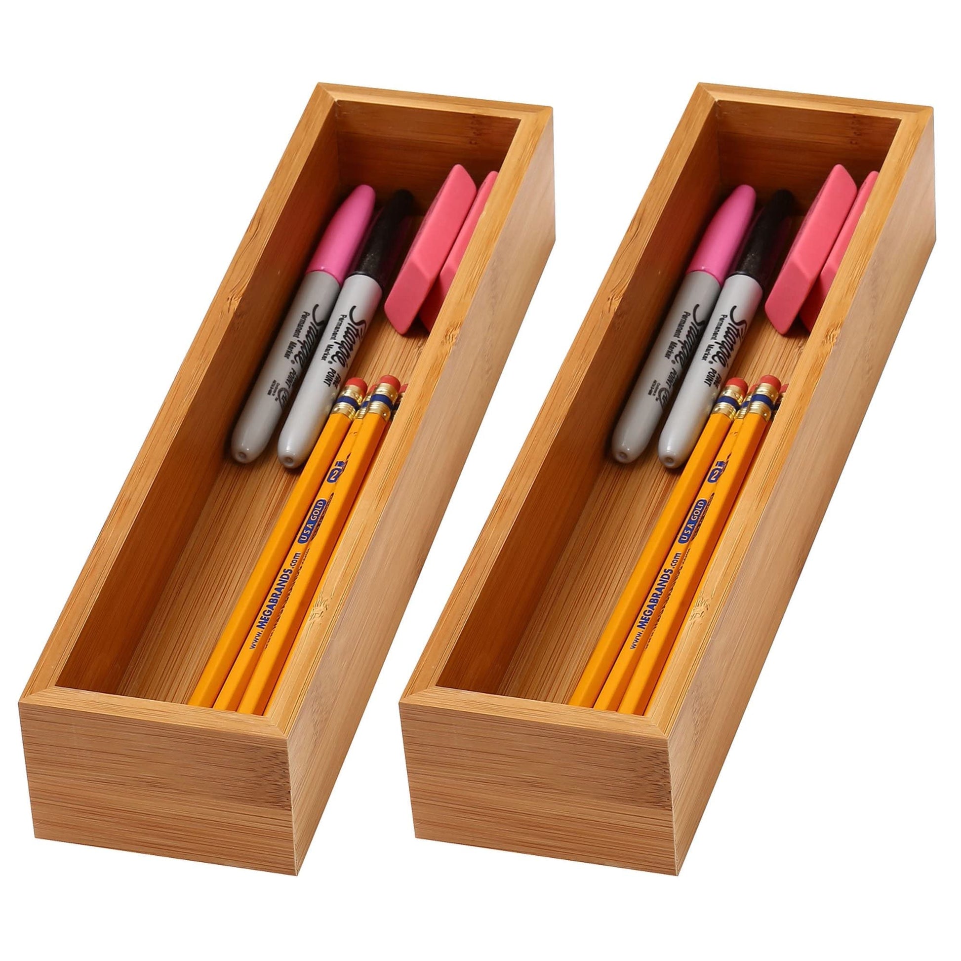 YBM Home Bamboo Drawer Organizer Storage Box for Kitchen Drawer, Junk Drawer, Office, Bedroom