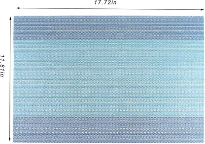 CADONO Placemats Set of 4 Washable Indoor/Outdoor Vinyl Place Mats for Dining Table Durable Non-Slip Heat Resistant PVC Weave Table Mats（Ocean Geode）