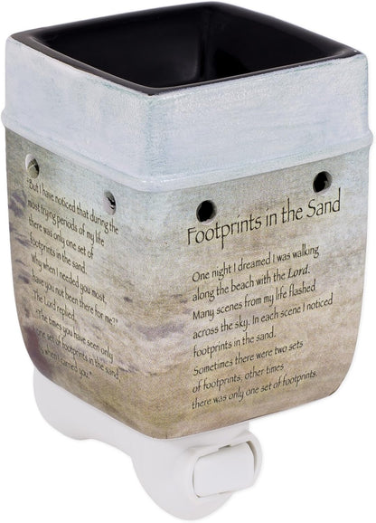 Elanze Designs Footprints in The Sand Ceramic Stoneware Electric Plug-in Outlet Wax and Oil Warmer