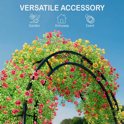 88in Steel Garden Arch Arbor Trellis with Planter Boxes for Climbing Plants Outdoor, Yard, Wide Sturdy Durable Garden Arch for Lawn,Outdoor Wedding Arch(Black)