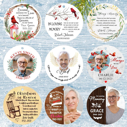 Personalized Christmas Ornaments,Double-Sided Ceramics Picture & Photo Custom Memorial Ornament - Memorial Ornaments 2025 - Hanging Customized Xmas Ornament for Christmas Tree
