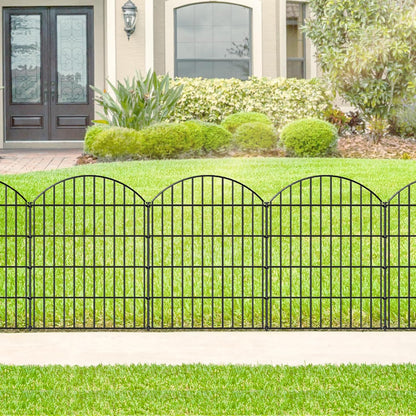 Metal Garden Fence 36in (H) x 11.7ft (L), 5 Panels +6 Stakes Dog Fence Border Fence Animal Barrier, No Dig Garden Fencing for Yard Flower Bed Lawn Patio Outdoor,CTW3605 Black