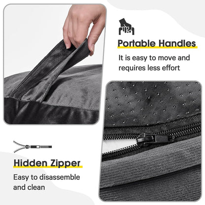 Bean Bag Chairs for Adults - Memory Foam Furniture BeanBag Chair - Kids/Teens Sofa with Soft Micro Fiber Cover - Round Fluffy Couch for Living Room Bedroom College Dorm - 3 ft, Gray Stripe