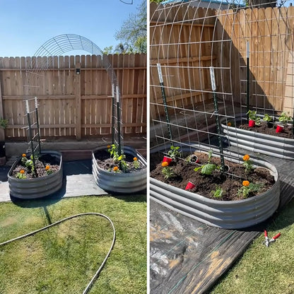 2 Pack 6x3x1FT Galvanized Raised Garden Bed Kit Oval Metal Ground Planter Box Outdoor Bottomless Planter Raised Beds for Vegetables Flowers Herbs Fruits, Green