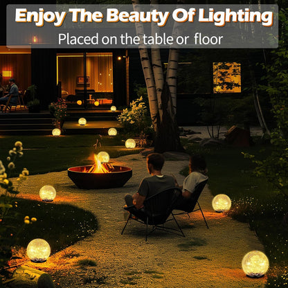 Garden Solar Ball Lights Outdoor Waterproof, 80 LED Cracked Glass Globe Solar Power Ground Lights for Path Yard Patio Lawn, Christmas Decoration Landscape Warm White(2 Pack 5.9'')