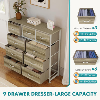 OLIXIS 9 Drawer Tall Dresser for Bedroom, Closet Organizers and Storage