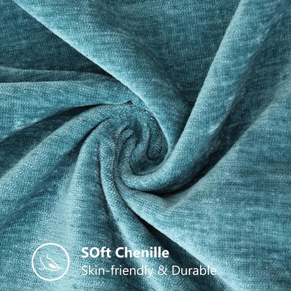 decorUhome Chenille Soft Throw Pillow Covers 20x20 Set of 2, Farmhouse Velvet Neutral Decorative Euro Pillow Covers with Stitched Edge for Couch Sofa Bed Home Decor, Teal