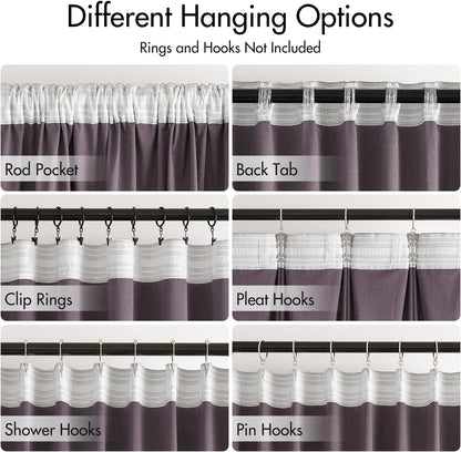 MIULEE Lavender Velvet Curtains 96 inches 2 Panels - Luxury Room Darkening Window Drapes for Bedroom Living Room Thermal Insulated Super Soft Blackout, Back Tab Rod Pocket Pinch Pleated, Purple